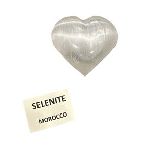 Selenite Heart Palm Stone - White